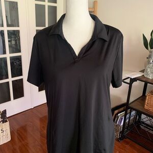Black Polo-Style Short Sleeve Top